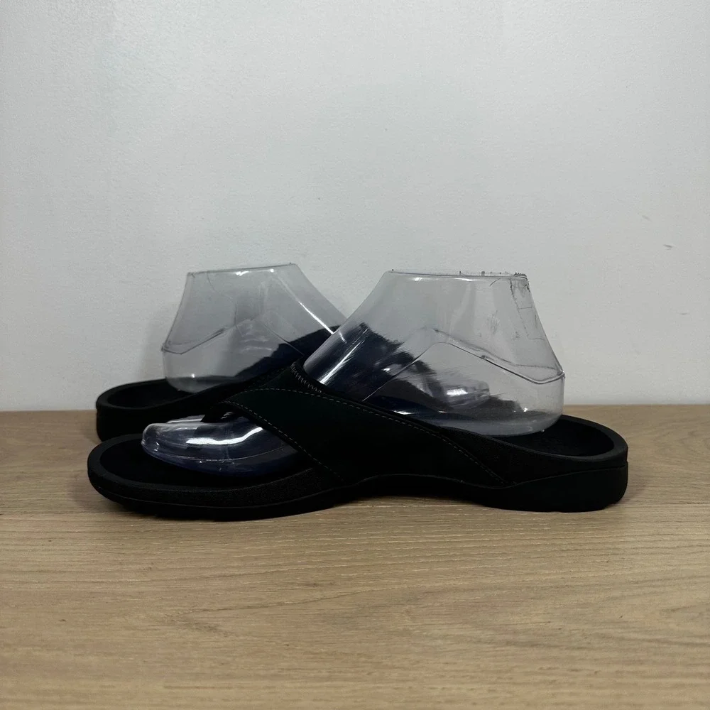 ABEO Balboa Sandals Women 10 Black Thong Slide Comfort Walking Minimalist